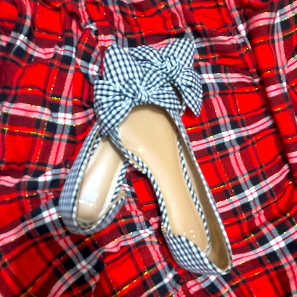 Barley Worn Target A New Day Jayme Black Gingham Plaid D'Orsay Bow Flats Shoes 8